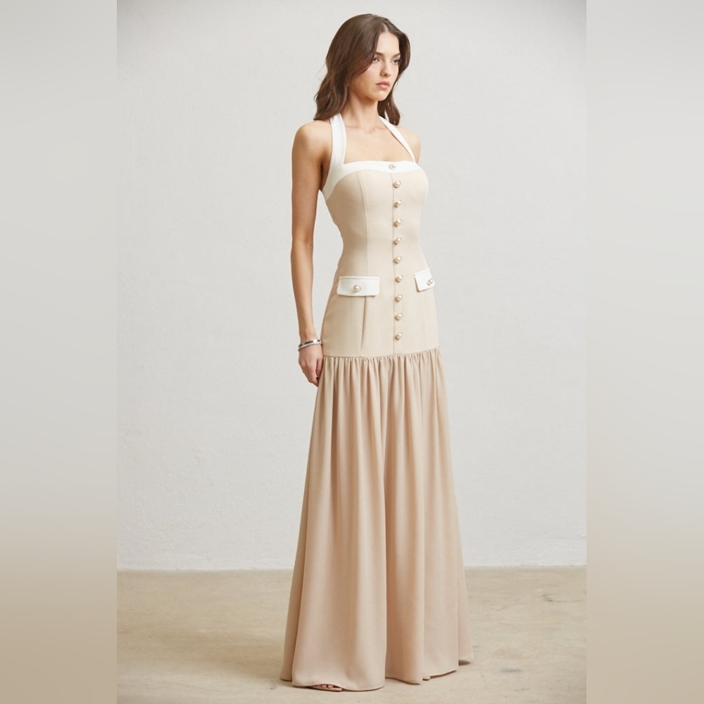 BLITHE FOR ANTHROPOLOGIE Cream and White Maxi Dress - Picture 3 of 5